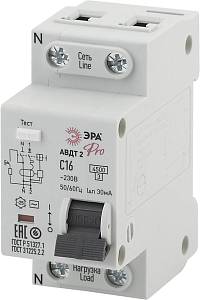 Автоматический выключатель дифференциального тока ЭРА PRO NO-901-90 АВДТ2 16А 30мА 1P+N тип AC