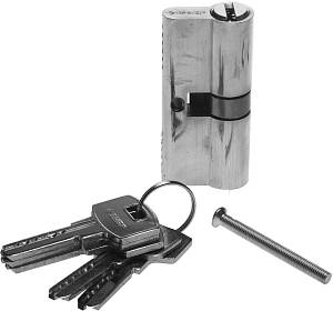 Механизм ЗУБР цилиндровый повышенной защищенности, тип "ключ-ключ", 52105-70-2, серия "Эксперт", цвет хром, 6 PIN, 70 мм