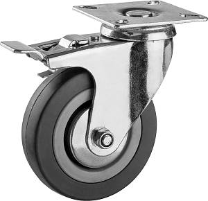 ЗУБР d 100 мм, г/п 65 кг, резина/полипропилен, поворотное колесо c тормозом (30956-100-B)