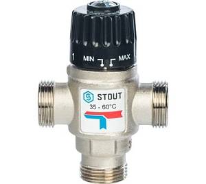 SVM-0020-166020 STOUT Термостатический смесительный клапан для систем отопления и ГВС 3/4&quot; НР 35-60°С KV 1,6